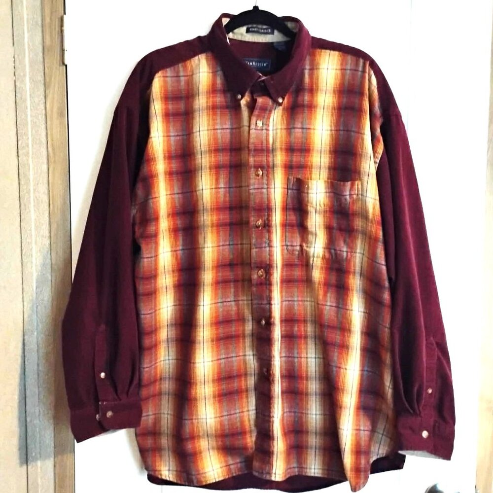 Men's Van Heusen "KHAKI CLOSSICS" long sleeve button up flannel size XL
